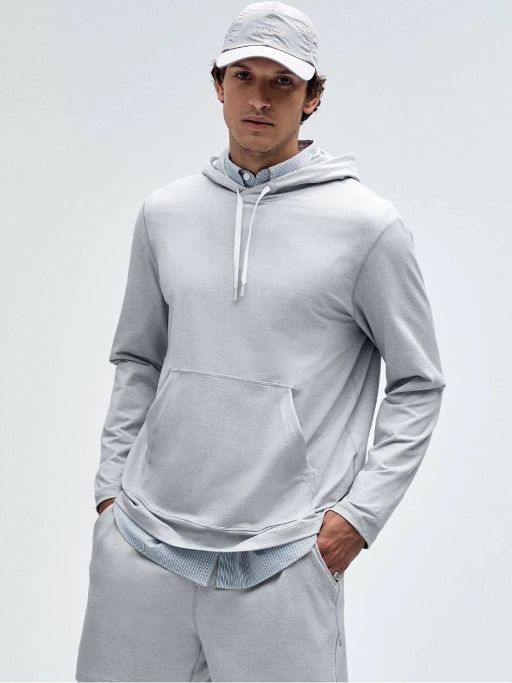 lululemon Soft Jersey Men's Light Gray Pullover Hoodie Medium